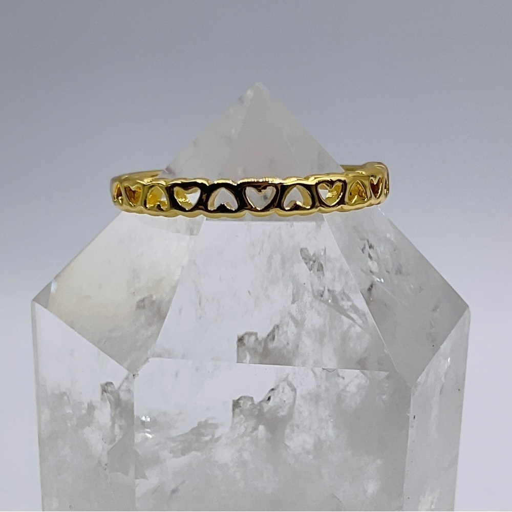 Heart Ring Size 7 Yellow Gold Tone Steel Dainty Band Love Valentine’s Promise